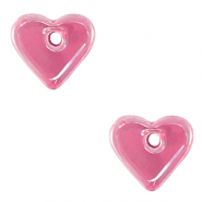 Perles en c&eacute;ramique DQ grecque coeur Rose magenta