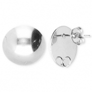 BY31® Apprêts en acier Inox boucles d'oreilles / puces d’oreilles rond avec anneau Argenté