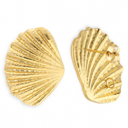 BY31® Apprêts en acier Inox boucles d'oreilles / puces d’oreilles coquillage avec anneau Doré