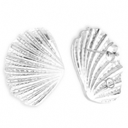 BY31® Apprêts en acier Inox boucles d'oreilles / puces d’oreilles coquillage avec anneau Argenté