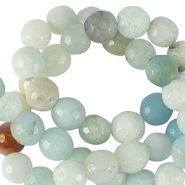 Pierres naturelles Calcédoine (Quartz) 4mm facettées Bleu turquoise multicolore