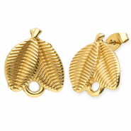 Apprêts en acier Inox boucles d'oreilles / puces d’oreilles feuilles avec anneau Doré