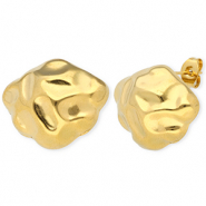 Apprêts en acier Inox boucles d'oreilles / puces d’oreilles irrégulier avec anneau Doré