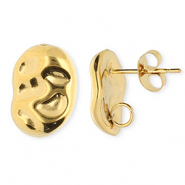 Apprêts en acier Inox boucles d'oreilles / puces d’oreilles ovale avec anneau Doré