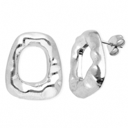 Boucles d'oreilles puces en acier Inox trapèze Argenté