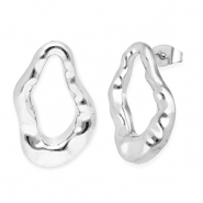 Boucles d'oreilles puces en acier Inox goutte Argenté