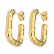 Boucles d'oreilles puces en acier Inox rectangle Doré