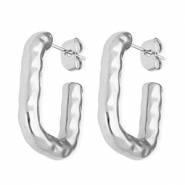 Boucles d'oreilles puces en acier Inox rectangle Argenté