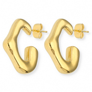 Boucles d'oreilles puces en acier Inox irrégulier Doré