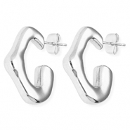 Boucles d'oreilles puces en acier Inox irrégulier Argenté