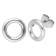 Boucles d'oreilles puces en acier Inox rond Argenté