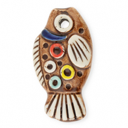Pendentif en céramique poisson Marron-blanc-bleu foncé-rouge