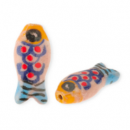 Perles en céramique poisson Rose vintage-orange-bleu-rouge-noir