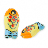 Perles en céramique poisson Jaune-orange-bleu-rouge-noir