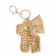 Porte-clés cheval au crochet Doré-marron clair