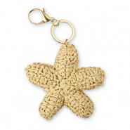 Porte-clés étoile de mer au crochet Doré-beige