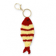 Porte-clés poisson au crochet Doré-rouge bordeaux-beige
