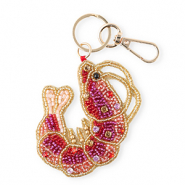 Porte-clés crevette Doré-rose clair-fuchsia-rouge