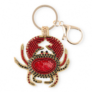 Porte-clés crabe Doré-rouge doublure argenté-noir