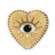 Porte monnaie coeur avec Oeil porte-bonheur Doré-blanc-noir