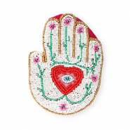 Porte monnaie main avec Oeil porte-bonheur Doré-blanc-fuchsia-rouge-vert