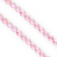Perles à facettes bicone 6 mm Rose bonbon-AB coating