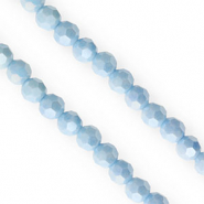 Perles à facettes rondes 6 mm Bleu-AB coating