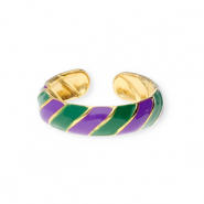 Bagues en acier Inox Doré-violet-vert