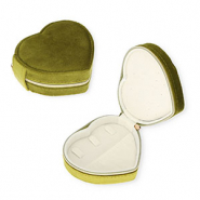Boîte à bijoux de voyage cœur Vert olive