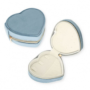 Boîte à bijoux de voyage cœur Gris bleu