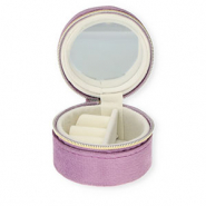 Boîte à bijoux de voyage avec miroir rond Violet