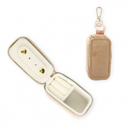 Boîte à bijoux de voyage avec porte-clés rectangle Marron