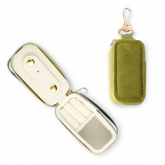 Boîte à bijoux de voyage avec porte-clés rectangle Vert olive