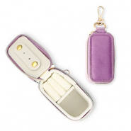 Boîte à bijoux de voyage avec porte-clés rectangle Violet