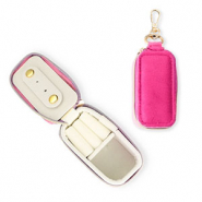 Boîte à bijoux de voyage avec porte-clés rectangle Rose hot