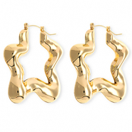 Boucles d'oreilles / créoles accroche-regard étoile avec tige en acier inoxydable Doré