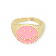 Bagues émaillée smiley Rose-doré