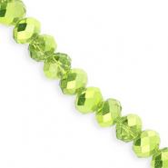 Perles &agrave; facettes 12x9&nbsp;mm disque Heishi Vert-pearl shine coating
