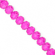 Perles &agrave; facettes 12x9&nbsp;mm disque Heishi Rose fuchsia