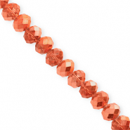Perles &agrave; facettes 8x6&nbsp;mm disque Heishi Orange corail-pearl shine coating
