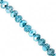 Perles &agrave; facettes 8x6&nbsp;mm disque Heishi Bleu sarcelle-pearl shine coating