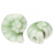 Perles en céramique coquillage Vert clair-marron