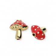 M&eacute;tal TQ laiton perles champignon Dor&eacute;-rouge-blanc