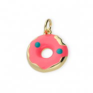 M&eacute;tal TQ laiton breloques donut Dor&eacute;-rose n&eacute;on-bleu