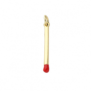 M&eacute;tal TQ laiton breloques allumette Dor&eacute;-rouge