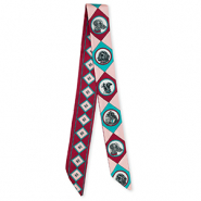 Bandana foulard avec chiens Rouge bordeaux-rose clair-bleu turquoise