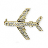 Broches avion avec strass Doré-cristal