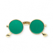 Broches lunettes de soleil avec strass Doré-vert