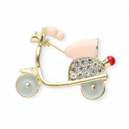 Broches scooter avec strass Doré-rose nude-blanc-cristal