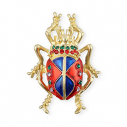 Broches scarabée avec strass Doré-rouge-bleu-vert
